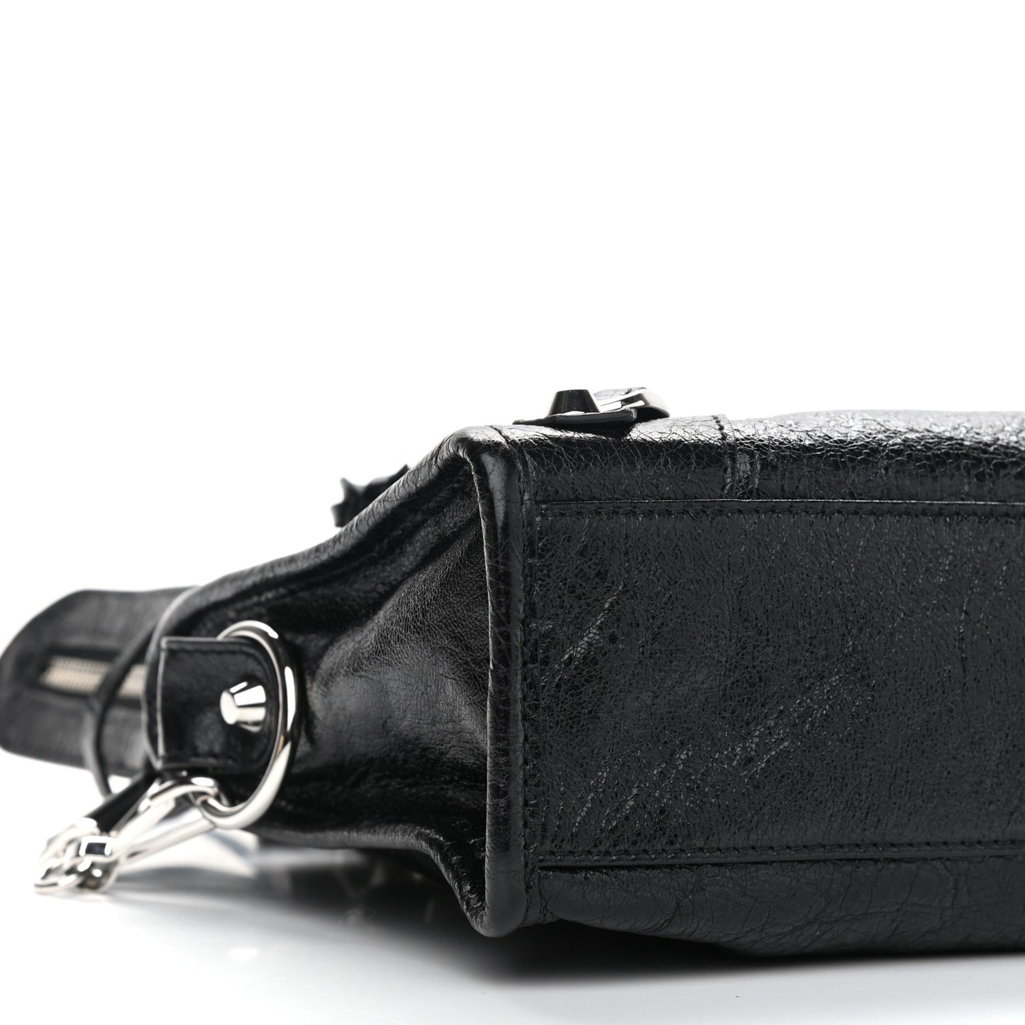 Agneau Classic Silver Hardware Mini City Logo Strap Black Jaune Soleil