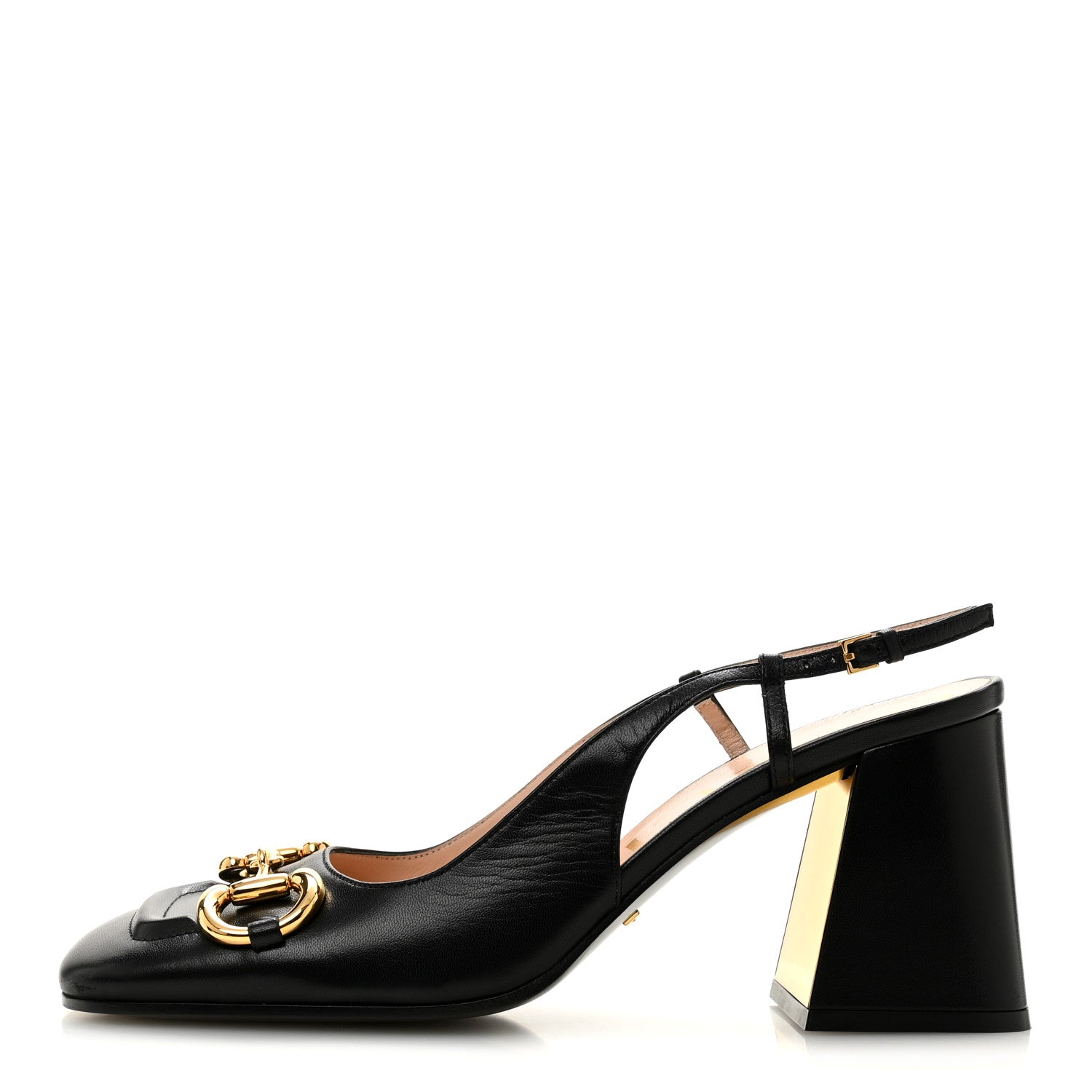 Gucci Malaga Kid Horsebit 75mm Slingback Pumps 40 Black 1 of 11