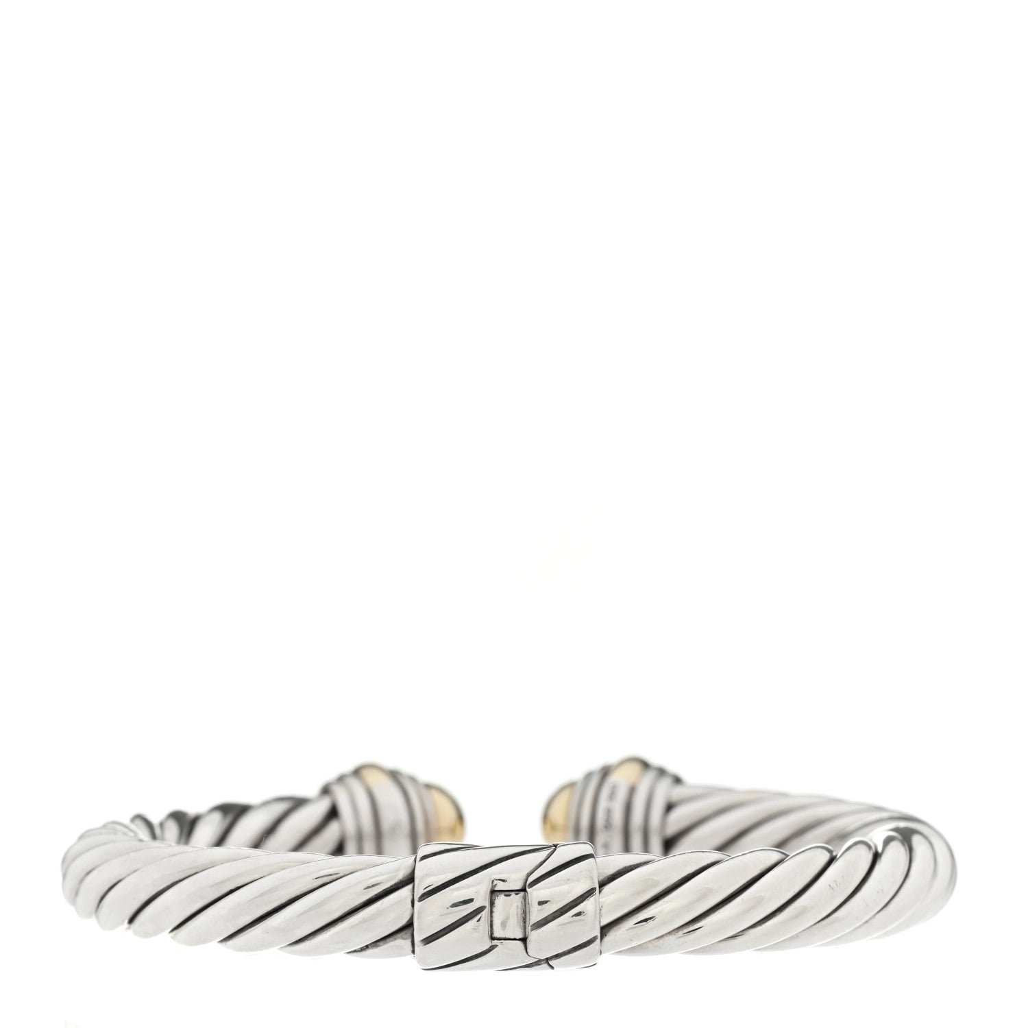 David Yurman Sterling Silver 14K Yellow Gold 10mm Cable Classics Hinged Bracelet 2 of 4