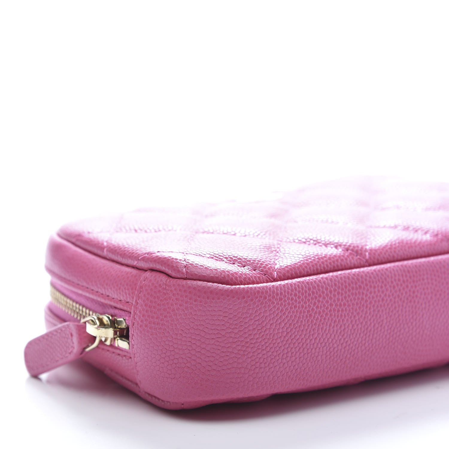 Chanel Caviar Quilted Small Curvy Pouch Cosmetic Case Pink 7 of 10