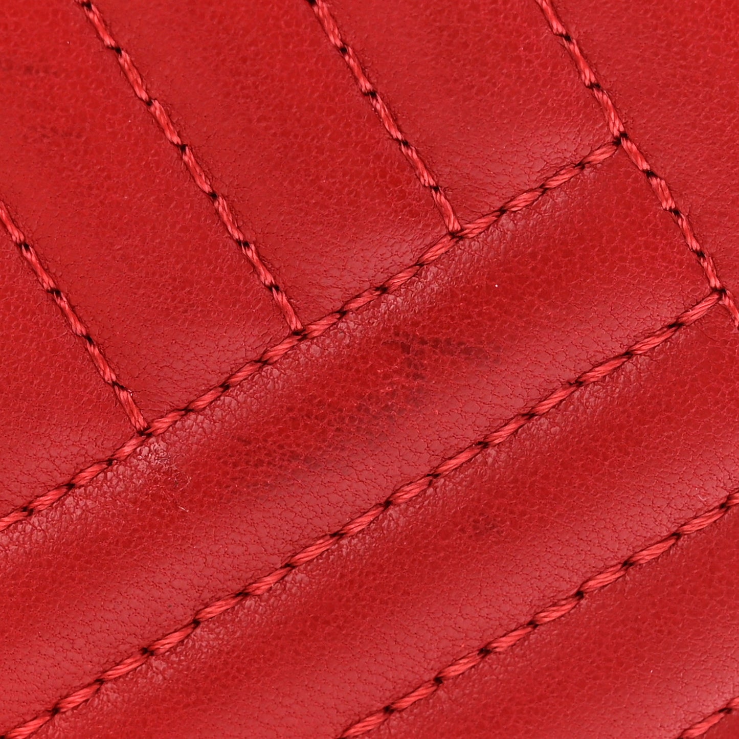 Lambskin Quilted Crossing Zip Around Coin Purse Red