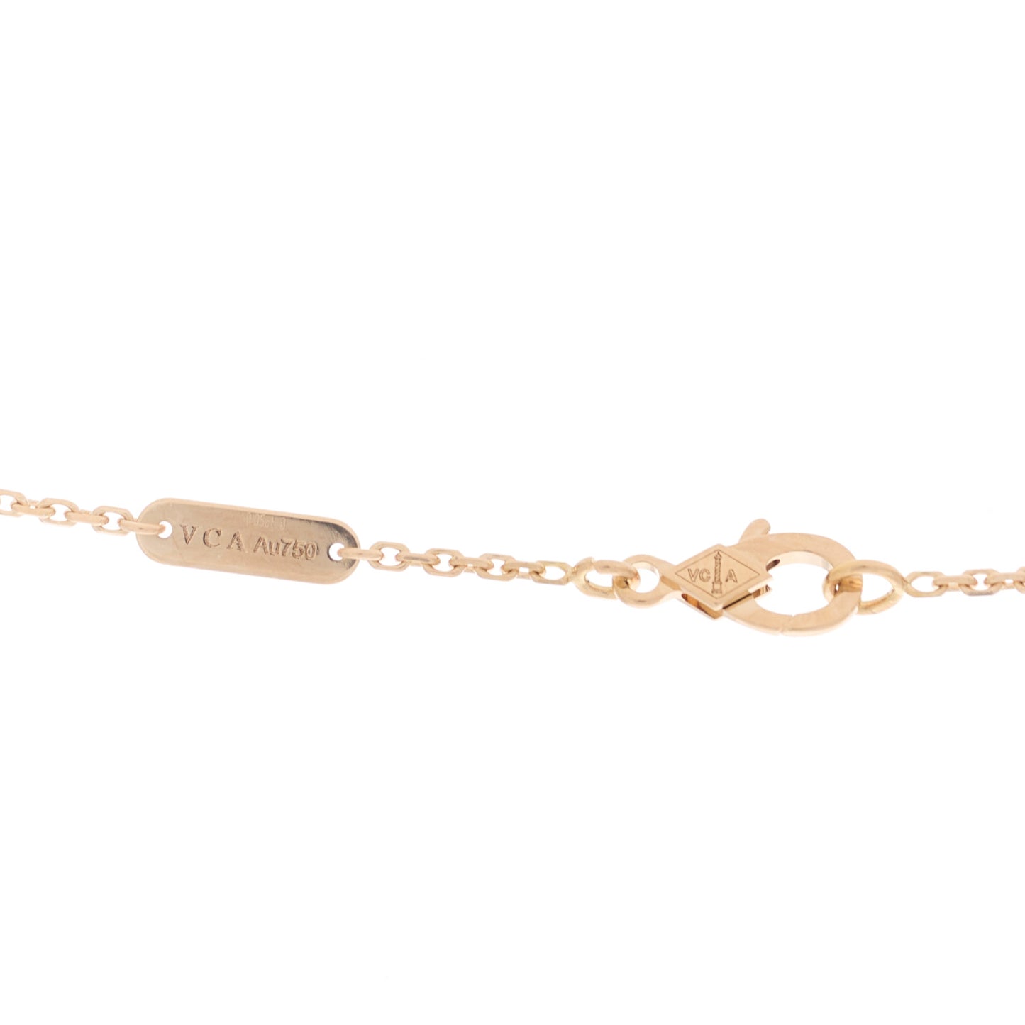 18K Rose Gold Diamond Black Onyx Vintage Alhambra Pendant Necklace