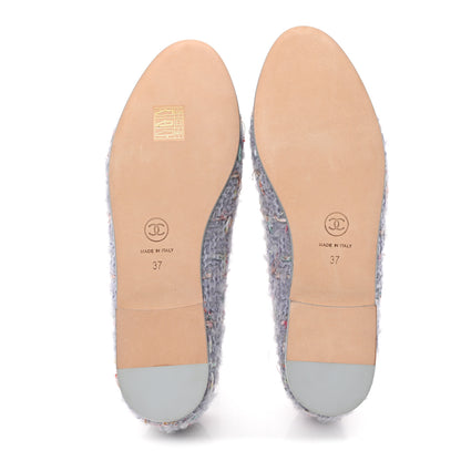 Chanel Tweed Lambskin Cap Toe Ballerina Flats 37 Lilac Multicolor 7 of 12