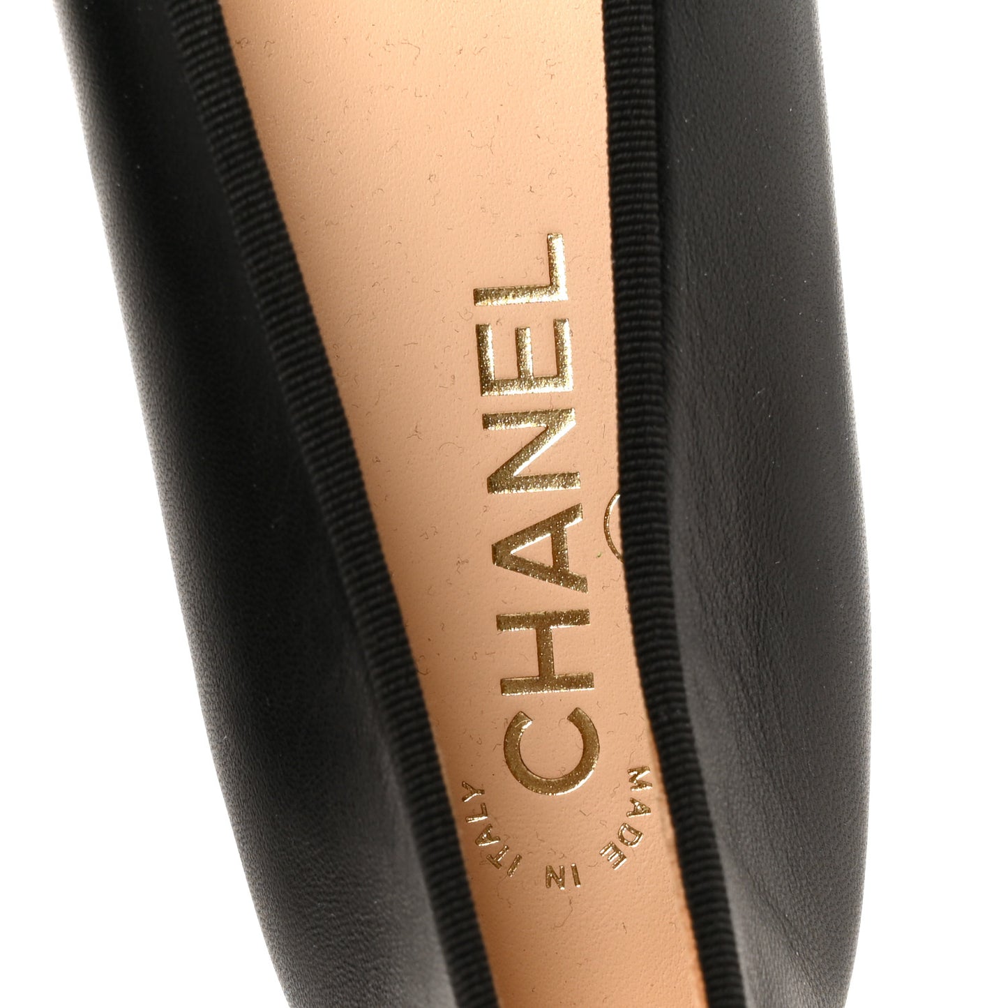 Lambskin Patent Cap Toe Ballerina Flats 39.5 Black