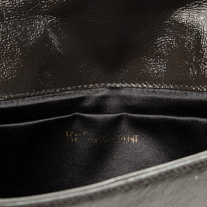 Saint Laurent Textured Patent Monogram Large Belle de Jour Clutch Grey 7 of 15