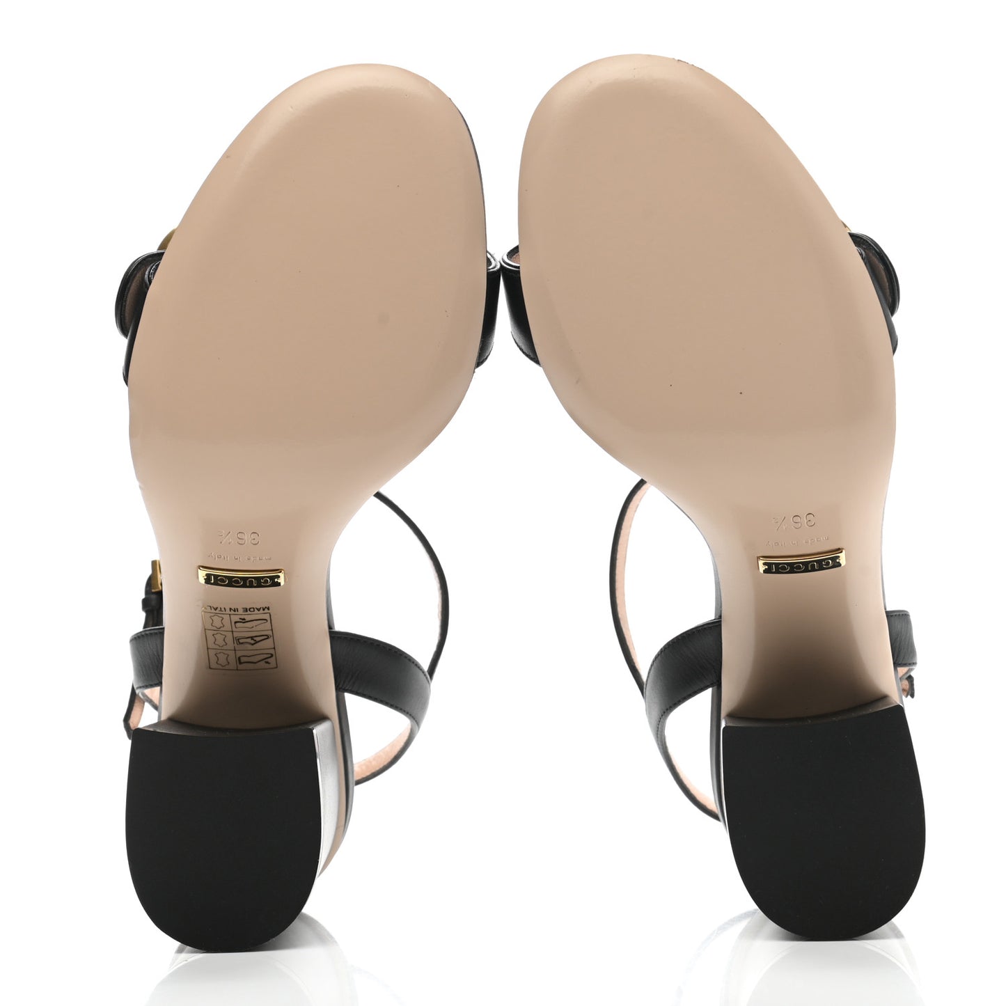 Lifford Calfskin GG Marmont Ankle Wrap 75mm Sandals 36.5 Black