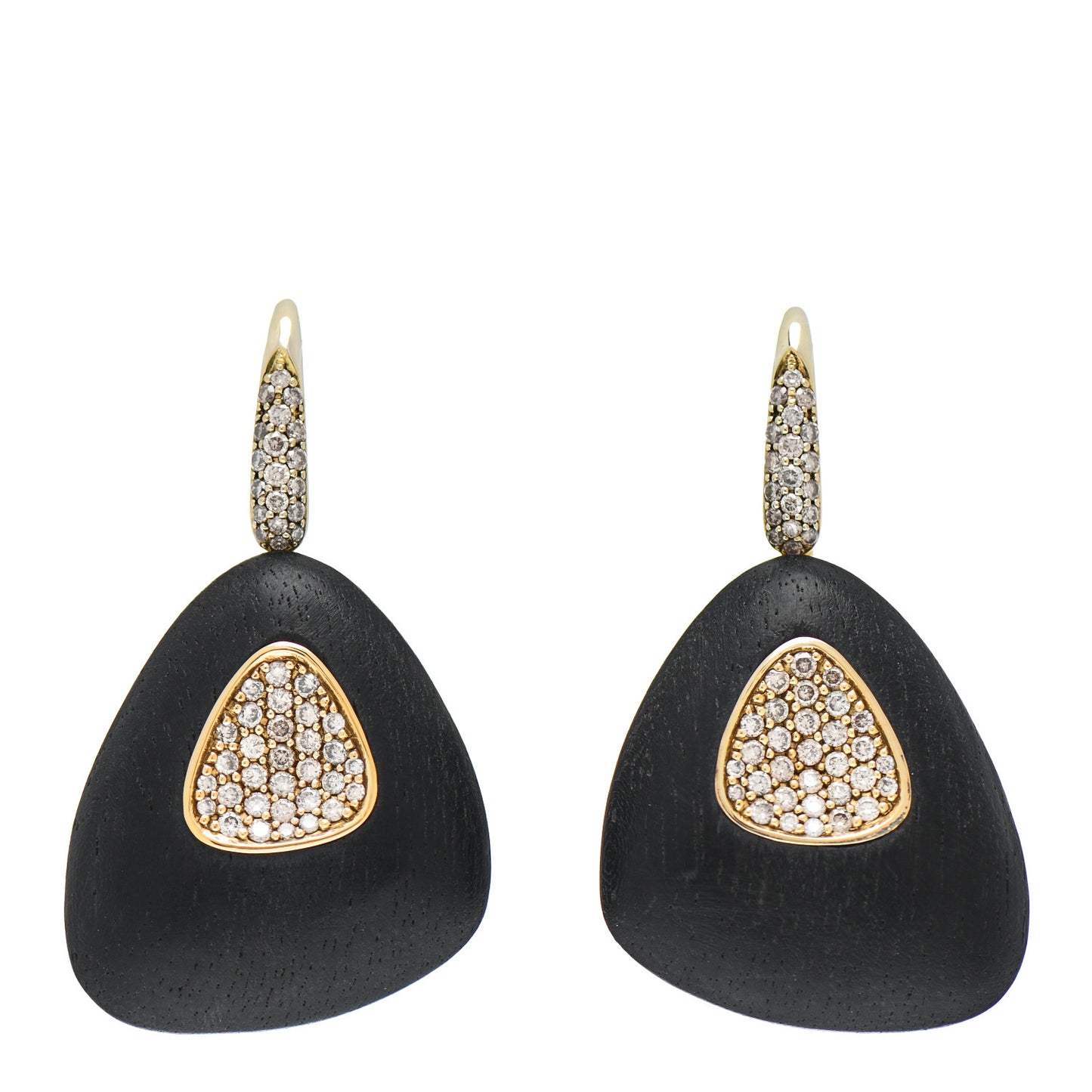 18K Yellow Gold Sterling Silver Diamond Ebony Wood Capri Plus Earrings