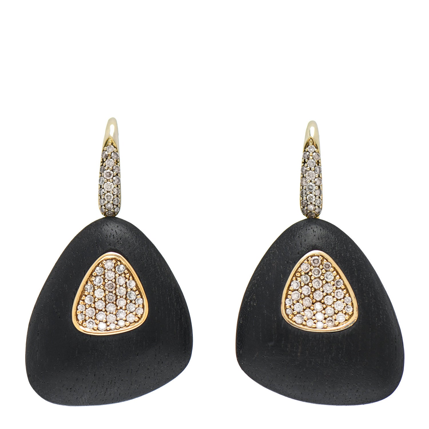 Roberto Coin 18K Yellow Gold Sterling Silver Diamond Ebony Wood Capri Plus Earrings 1 of 6