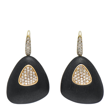 Roberto Coin 18K Yellow Gold Sterling Silver Diamond Ebony Wood Capri Plus Earrings 1 of 6