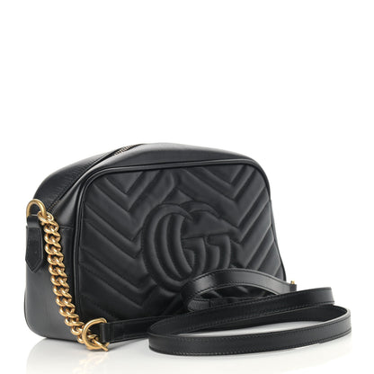 Gucci Calfskin Matelasse Small GG Marmont Chain Shoulder Bag Black 3 of 11