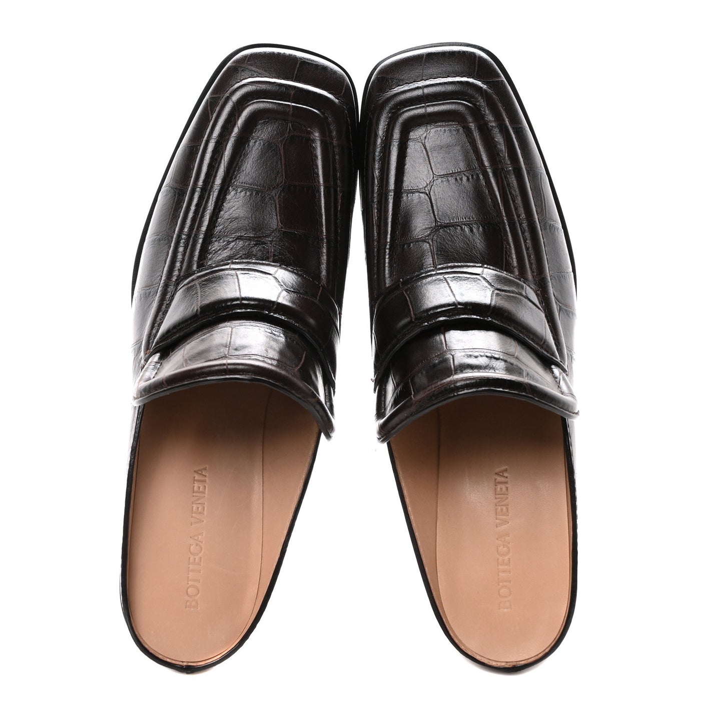 Calfskin Alligator Embossed Mules 37 Fondant