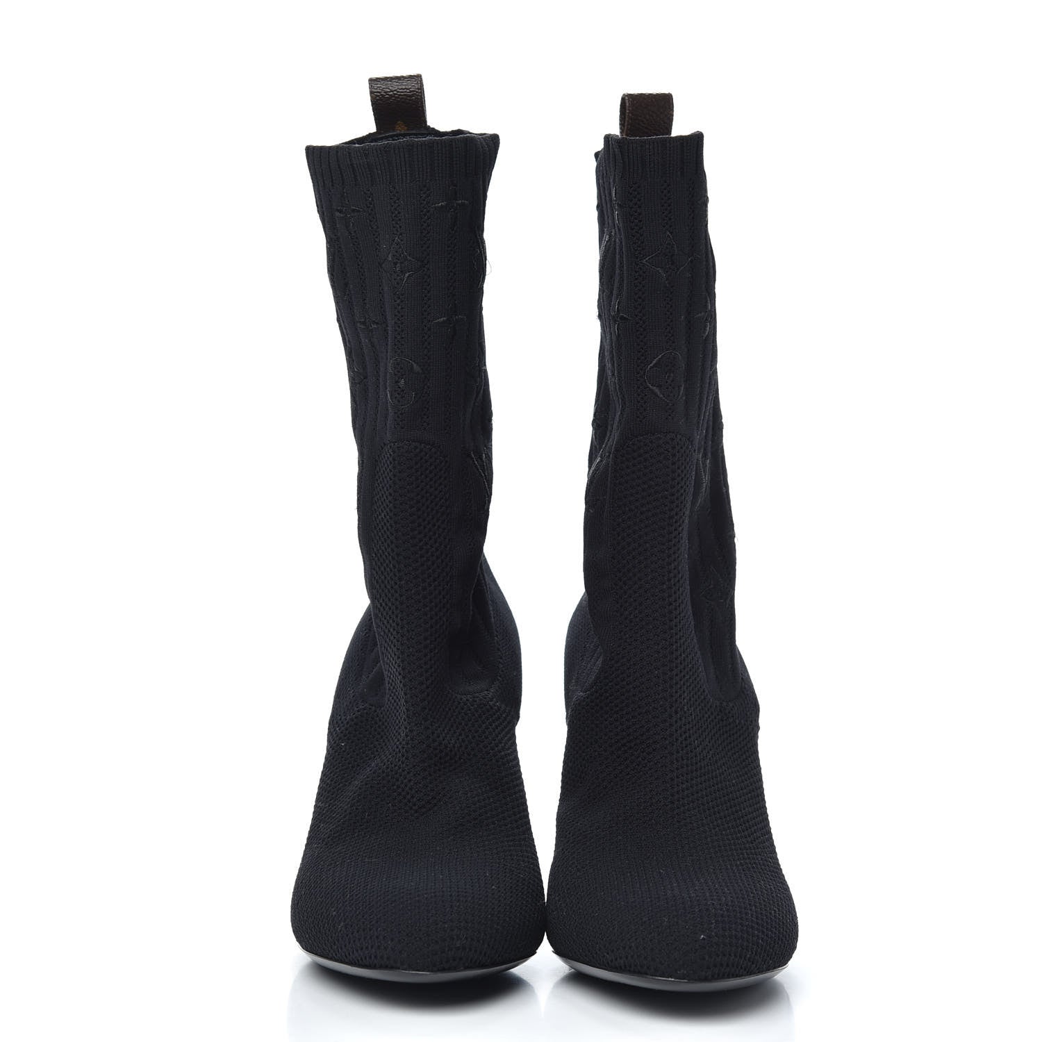 Louis Vuitton Monogram Stretch Fabric Silhouette Ankle Boots 41 Black 2 of 8