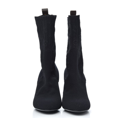 Louis Vuitton Monogram Stretch Fabric Silhouette Ankle Boots 41 Black 2 of 8