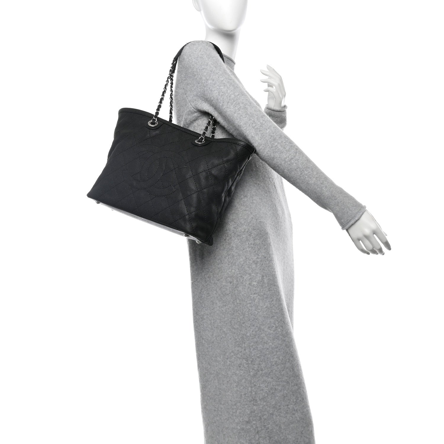 Chanel Grained Calfskin Quilted Small Daily Shopping Tote Black 2 of 11