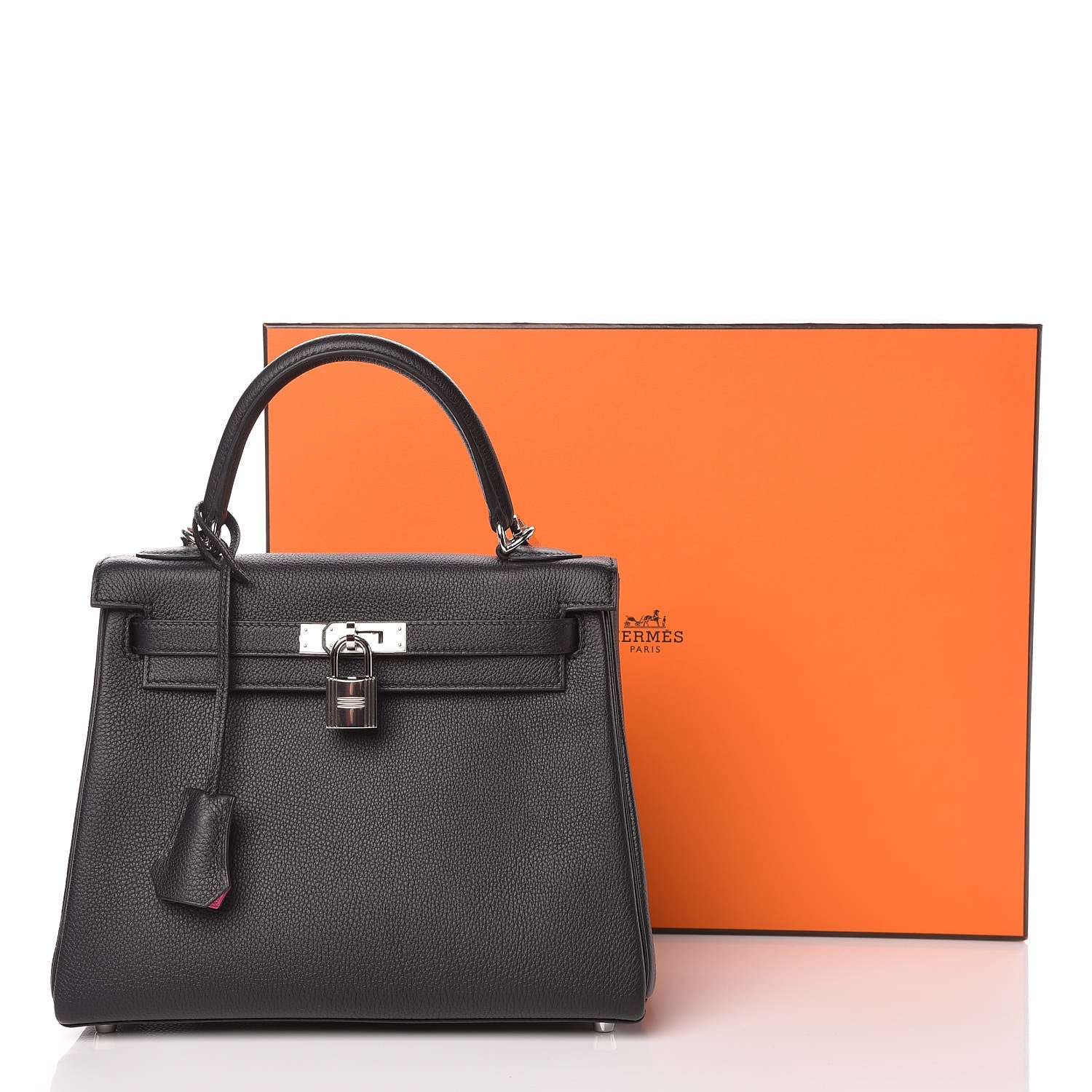 Hermes Togo Horseshoe Kelly Retourne 25 Black Magnolia 41 of 41