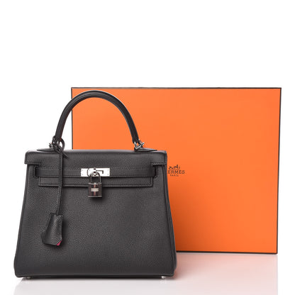 Hermes Togo Horseshoe Kelly Retourne 25 Black Magnolia 41 of 41
