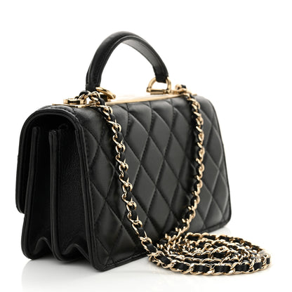 Chanel Lambskin Quilted Trendy CC Dual Handle Clutch With Chain Black 3 of 12
