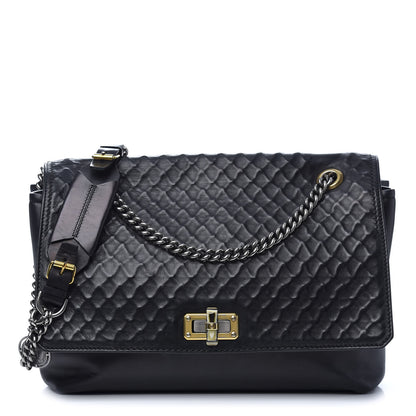 Lanvin Hammered Calfskin Large Happy Edgy Shoulder Bag Black 1 of 9