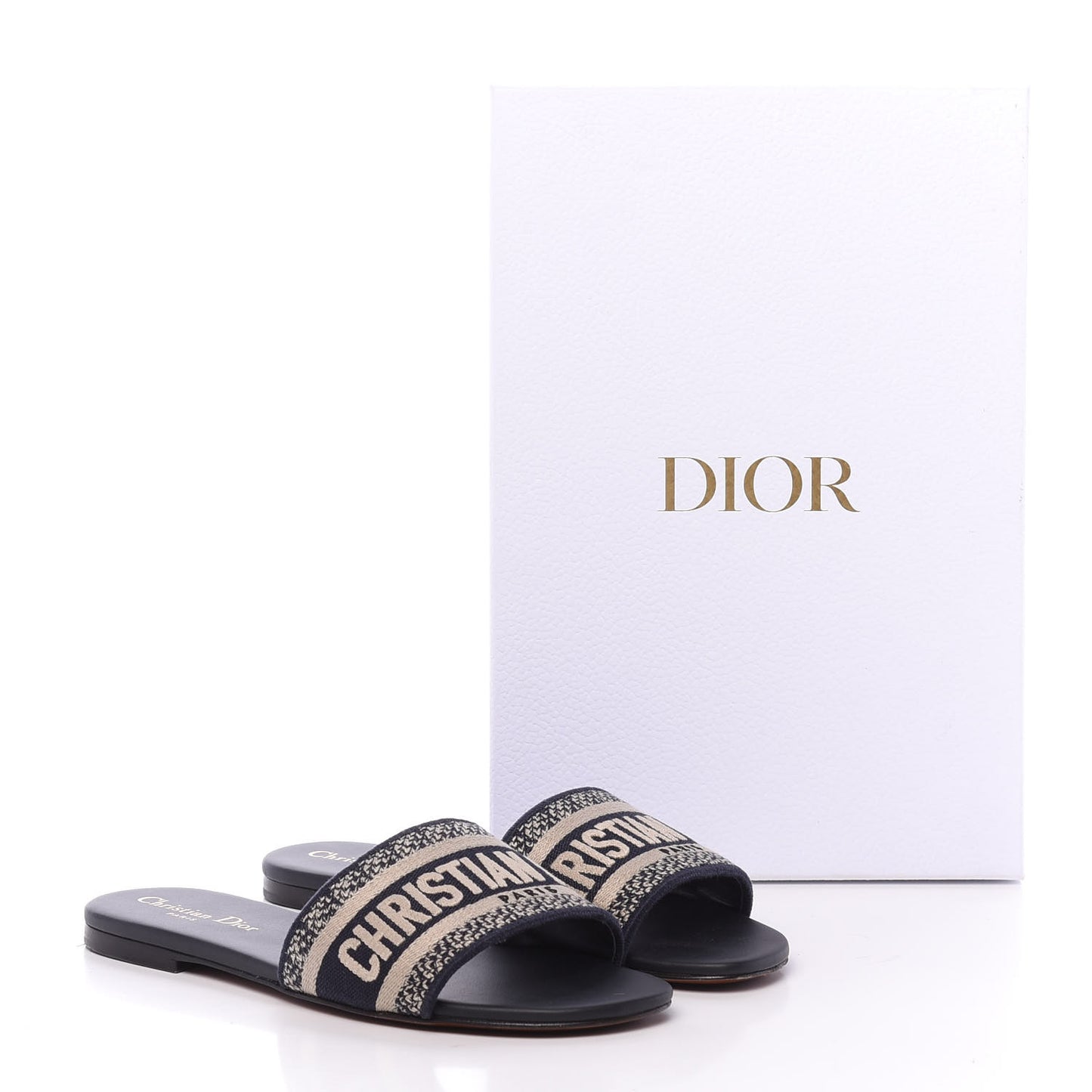 Canvas Embroidered Dway Mules Slide Sandals 37 Deep Blue
