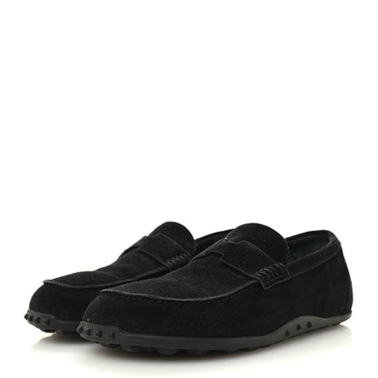 Hermes Suede Calfskin Womens Lazy Loafers 41 Black 4 of 10