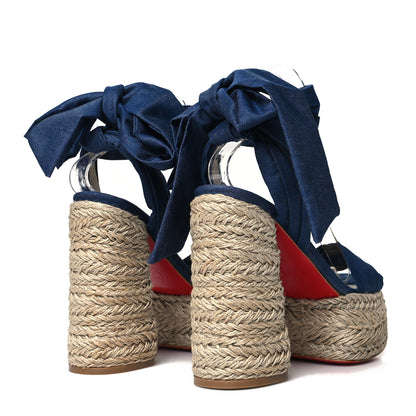 Christian Louboutin Denim Mariza Du Desert 130 Sandals 38 Blue Naturel 4 of 8