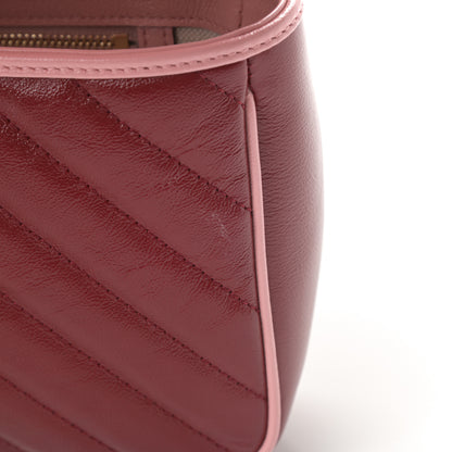 Gucci Azalea Calfskin Enamel Matelasse Diagonal Small Torchon GG Marmont Shoulder Bag New Cherry Red Wild Rose 11 of 11