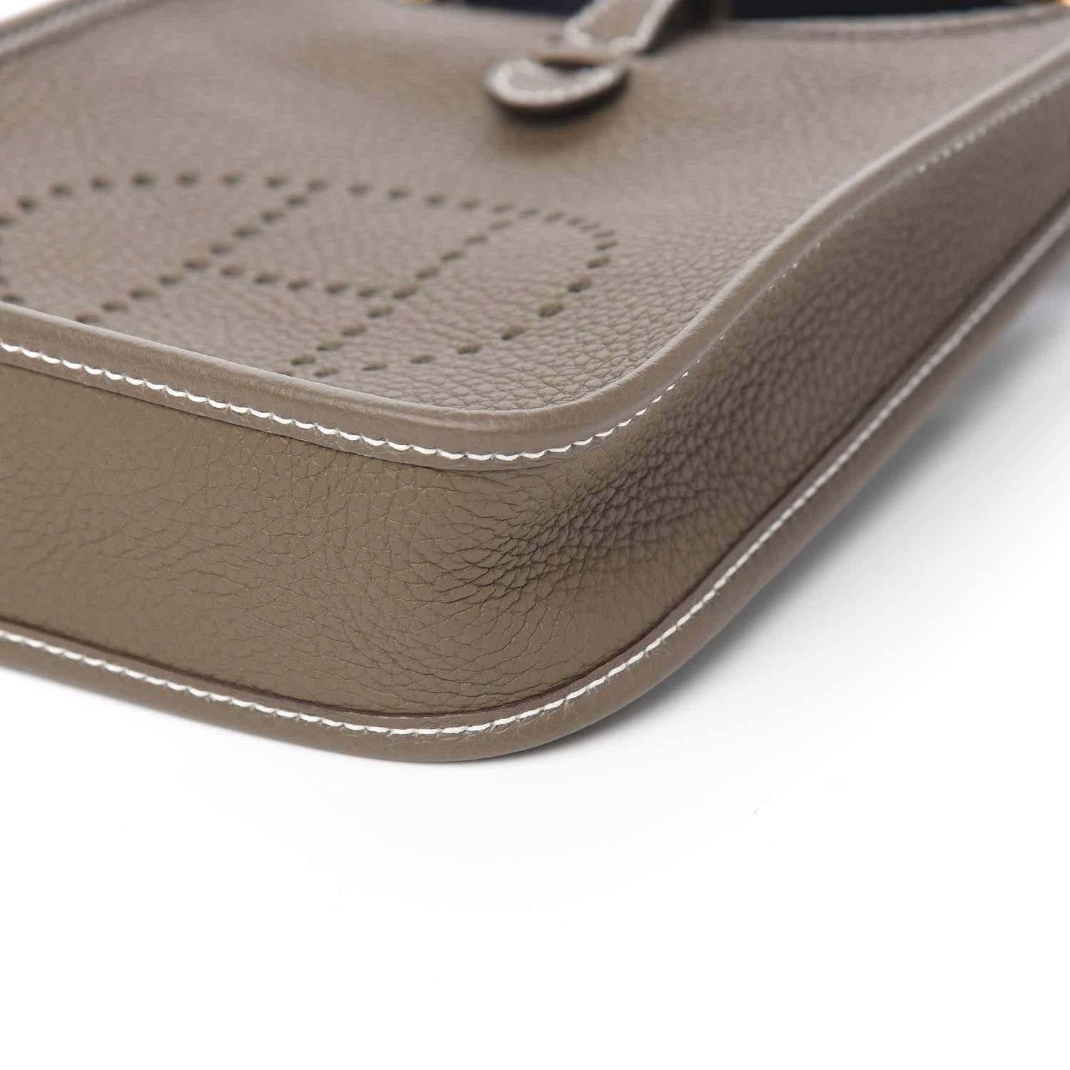 Hermes Taurillon Clemence Amazone Evelyne TPM Etoupe Bleu Indigo 8 of 10