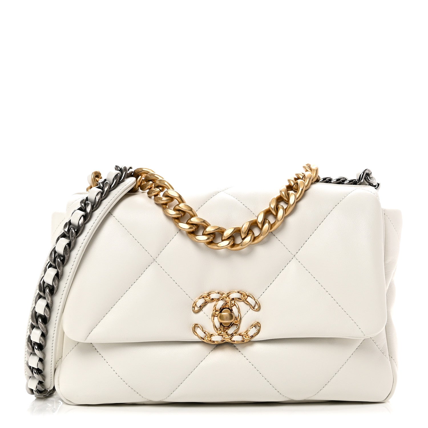 Chanel Goatskin Quilted Medium Chanel 19 Flap White 1 of 9