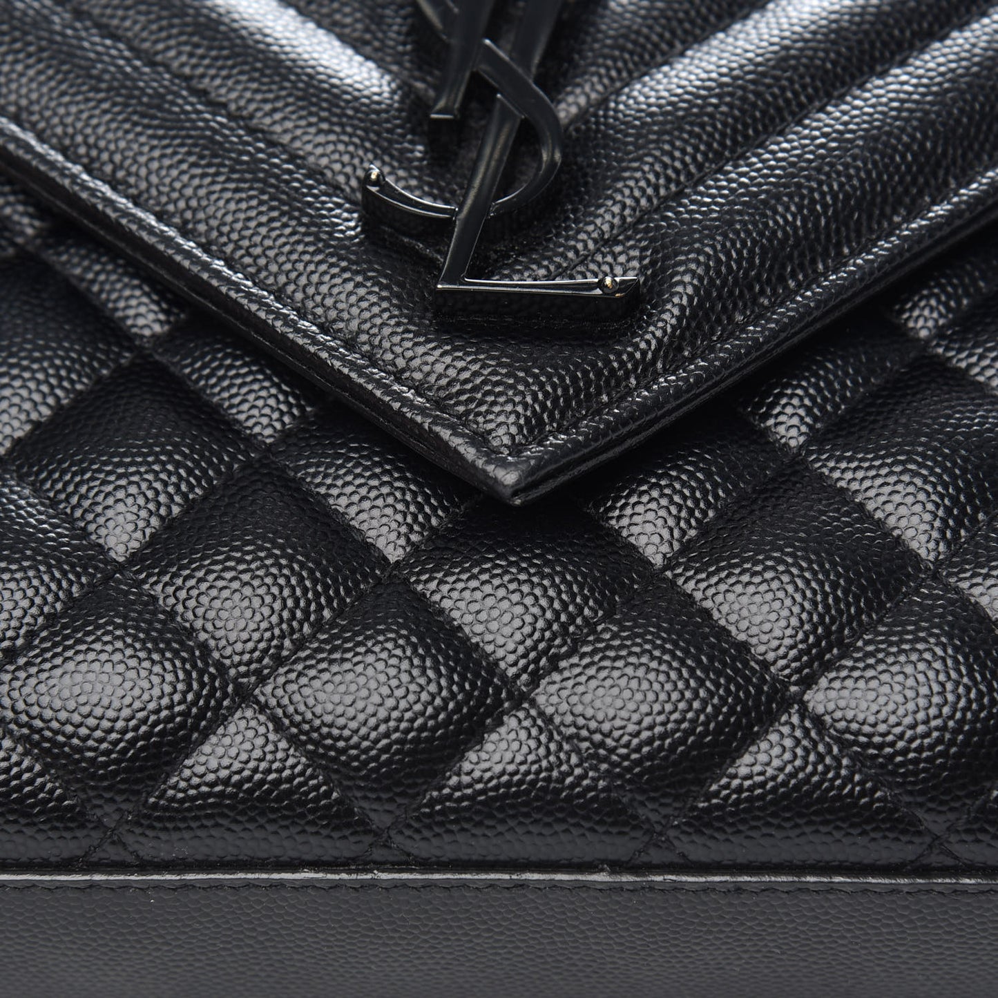 Grain De Poudre Textured Mixed Matelasse Triquilt Medium Monogram Satchel Black