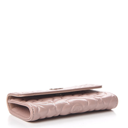 Chanel Goatskin Camellia Embossed Card Holder Wallet Light Pink 4 of 9