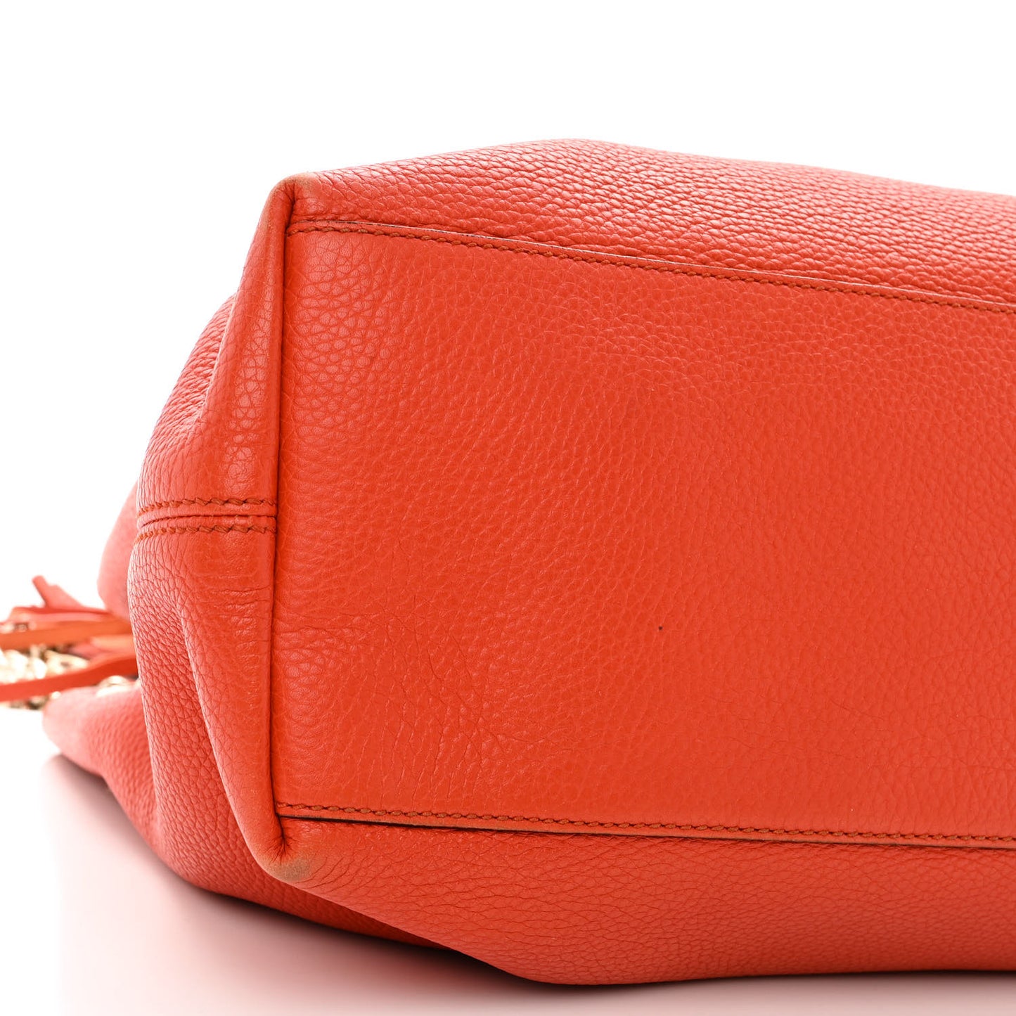 Pebbled Calfskin Medium Soho Chain Shoulder Bag Sun Orange