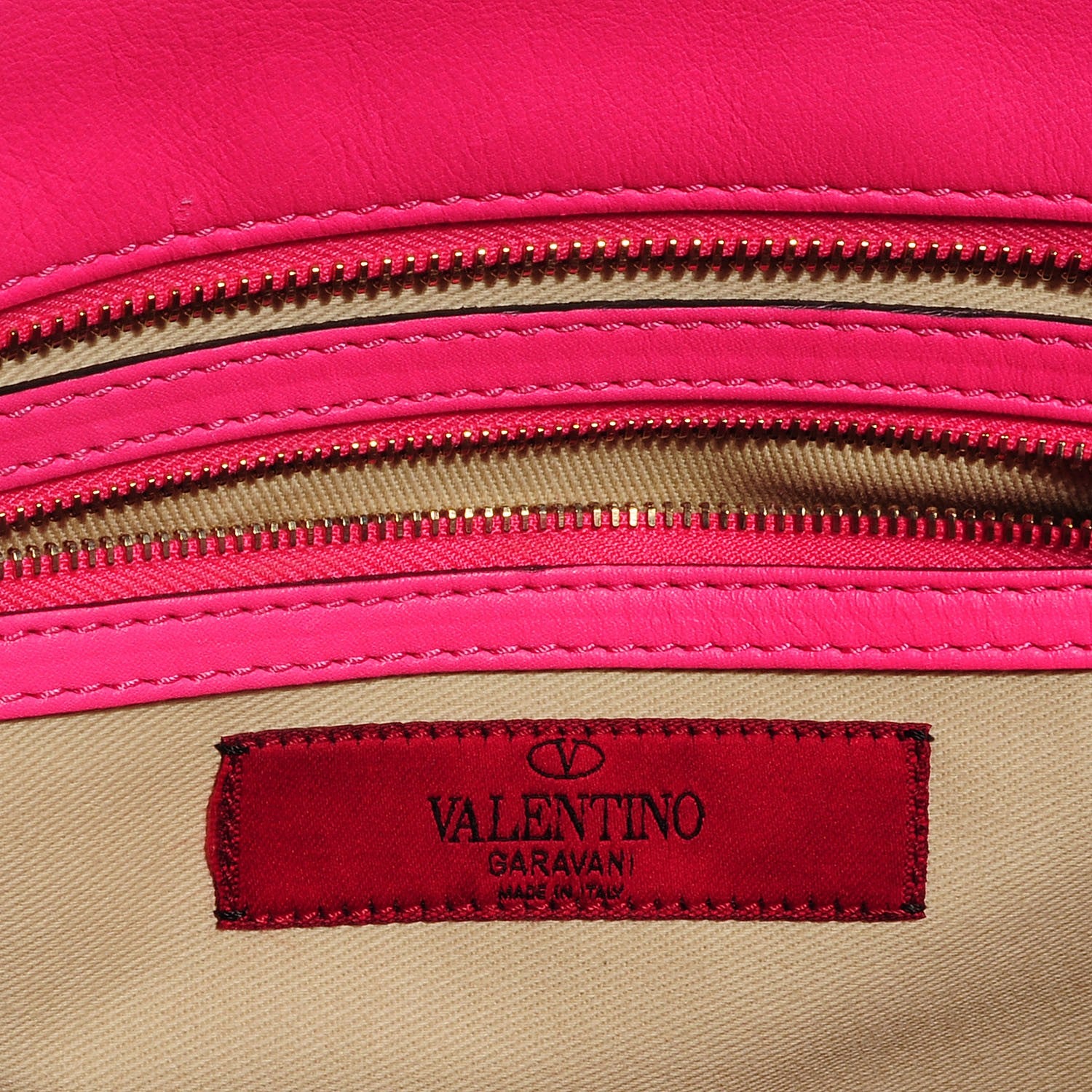 Valentino Garavani Vitello Small Rockstud Double Handle Tote Fuxia Fluo 5 of 7