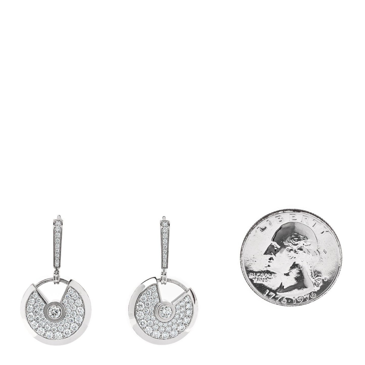 18K White Gold Diamond Amulet Pave Earrings