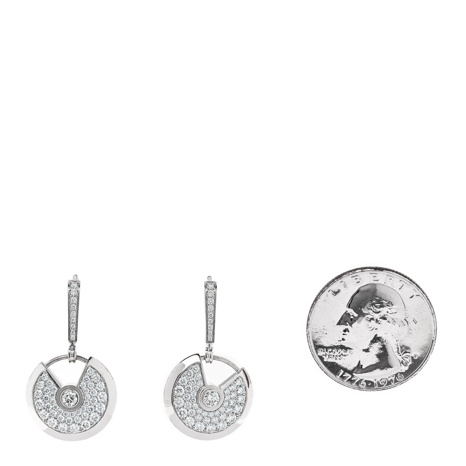 Cartier 18K White Gold Diamond Amulet Pave Earrings 2 of 4
