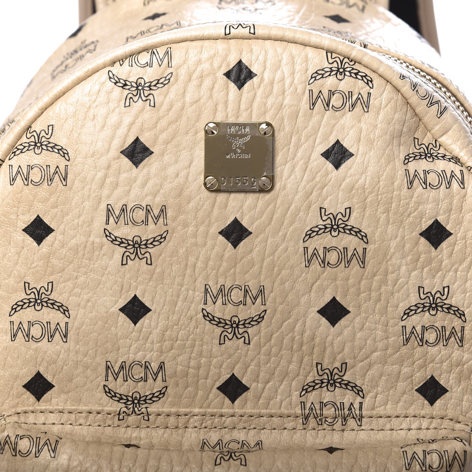 MCM Visetos Small Side Stud Stark Backpack Beige 10 of 10