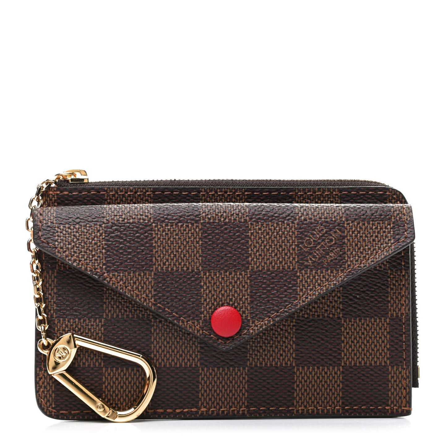 Damier Ebene Recto Verso Card Holder Red