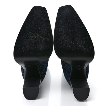 Fendi Chenille Jacquard FF 110mm Knee Boots 39 Black Blue 5 of 9