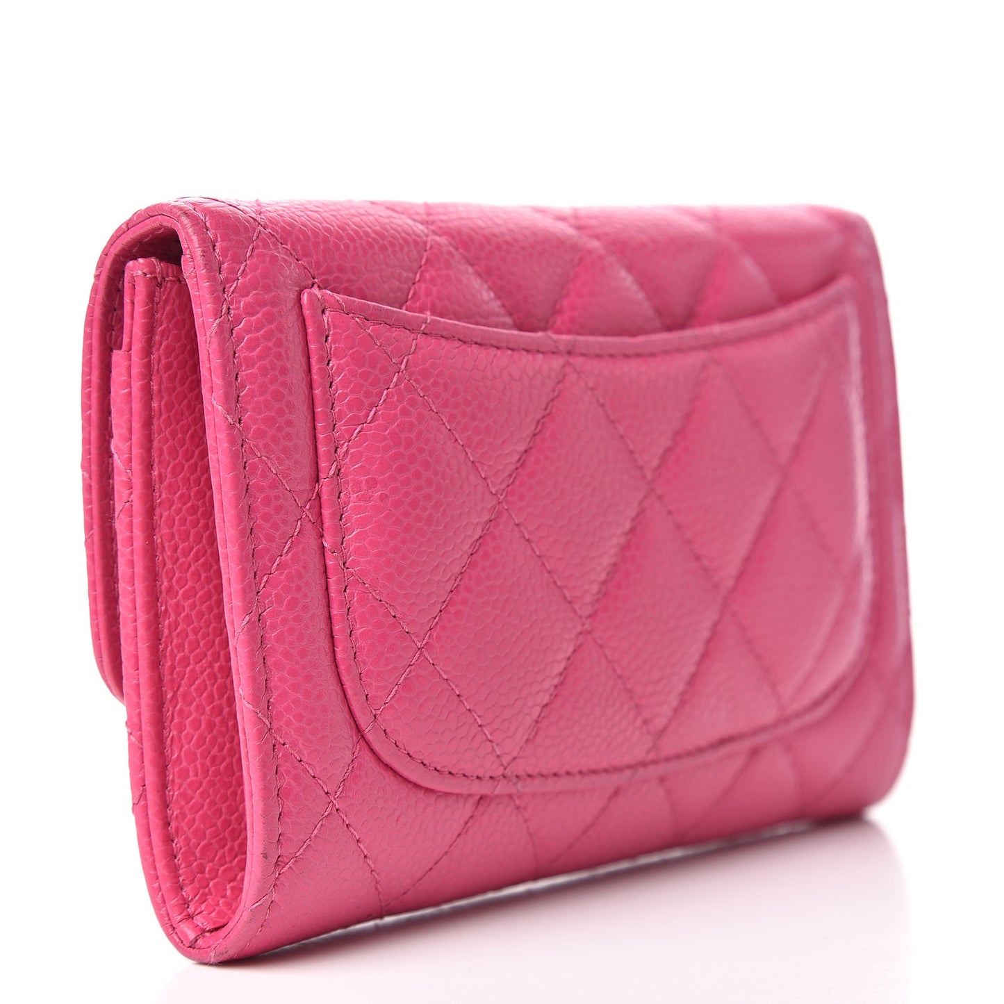 Caviar Quilted Small Flap Wallet Pink