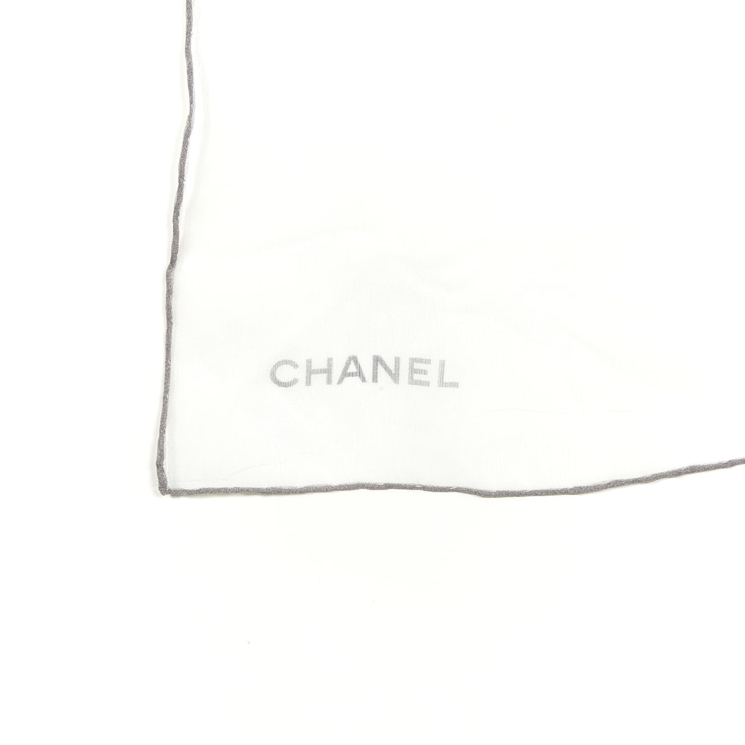 Chanel Silk Chiffon CC Floral Square Scarf Ivory Multicolor 3 of 4
