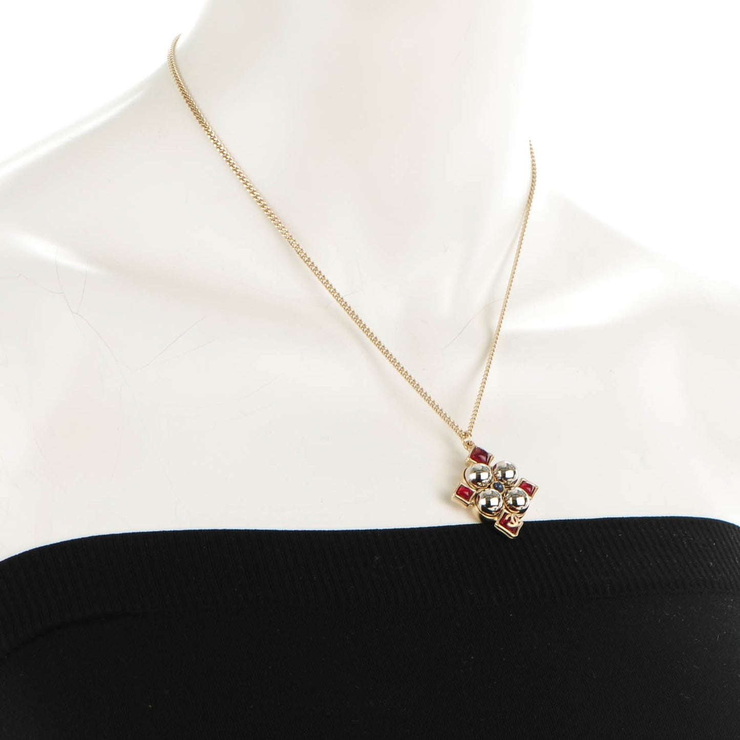 Gripoix Poured Glass CC Necklace Gold