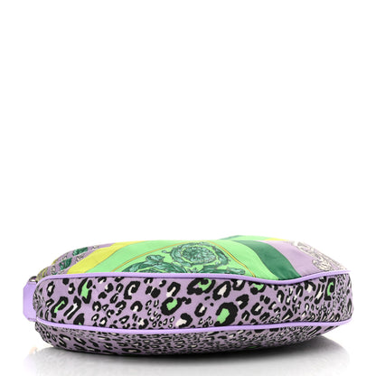 Versace Nylon Calfskin Barocco Mosaic Print Hobo Bag Jacaranda Multicolor 4 of 11