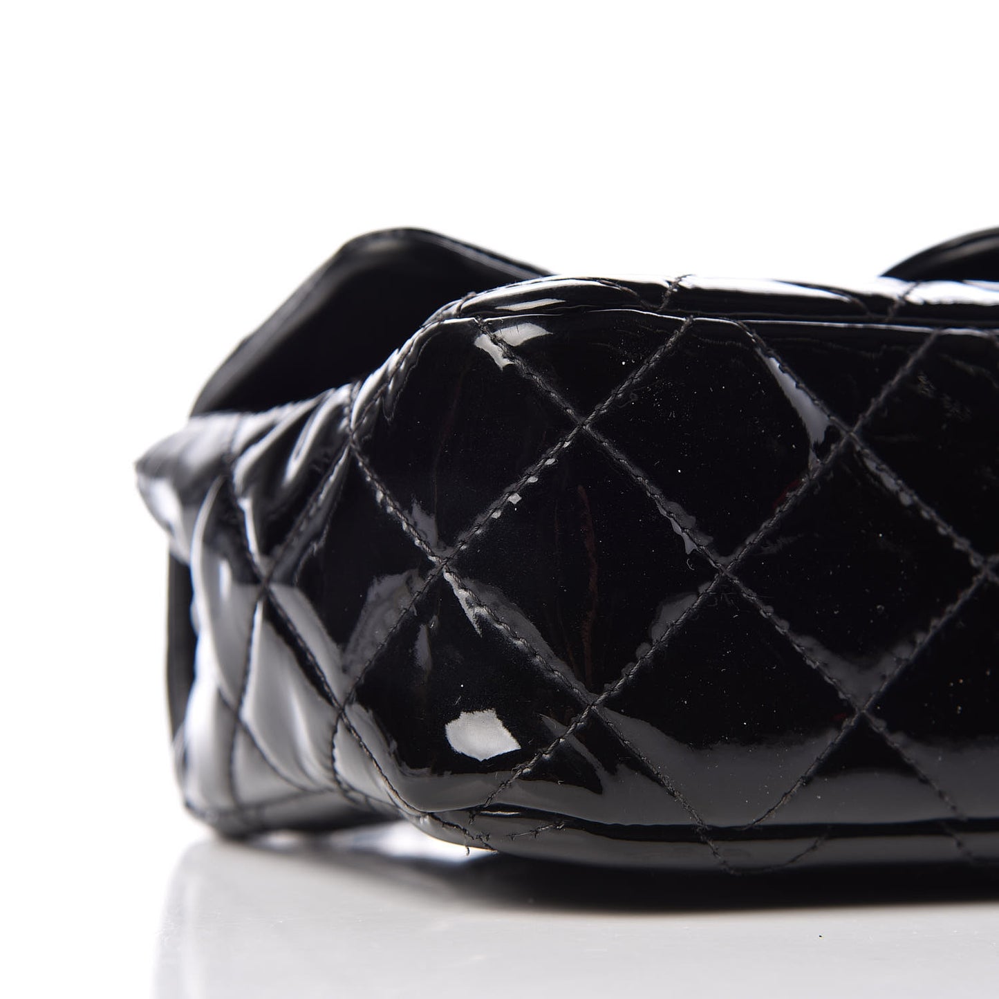 Patent Calfskin Quilted Mini Rectangular Flap Black