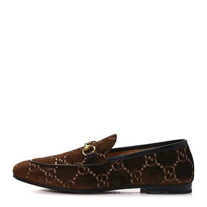 Gucci Velvet GG Monogram Horsebit Mens Jordaan Loafers 10.5 Brown Beige 1 of 10