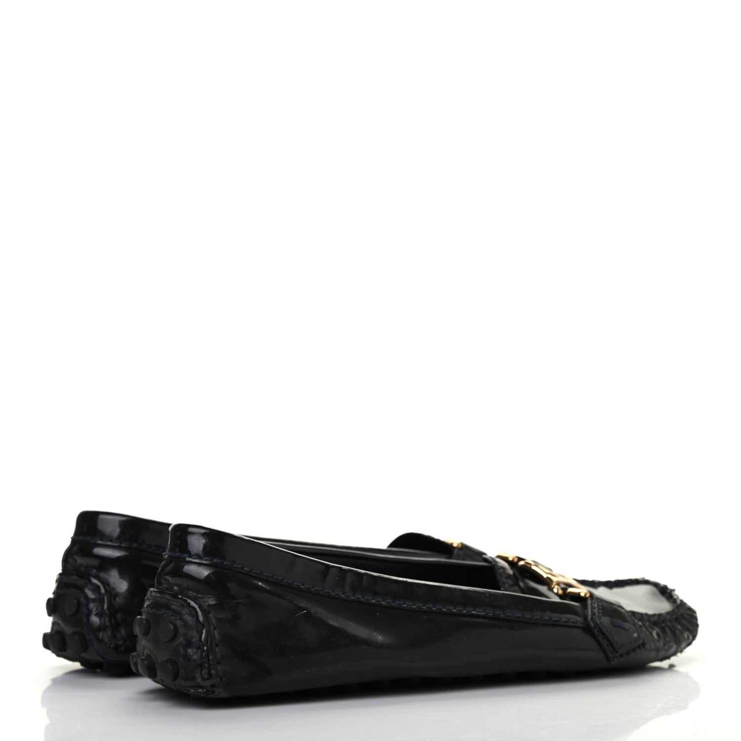 Louis Vuitton Patent Calfskin Oxford Loafers 37.5 Black 3 of 12