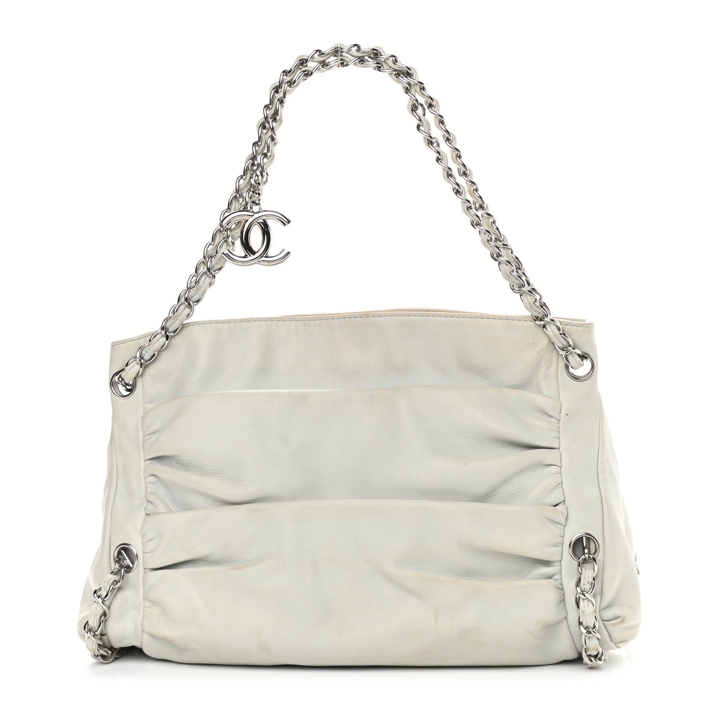 Lambskin Large Sharpei Shoulder Bag Grey