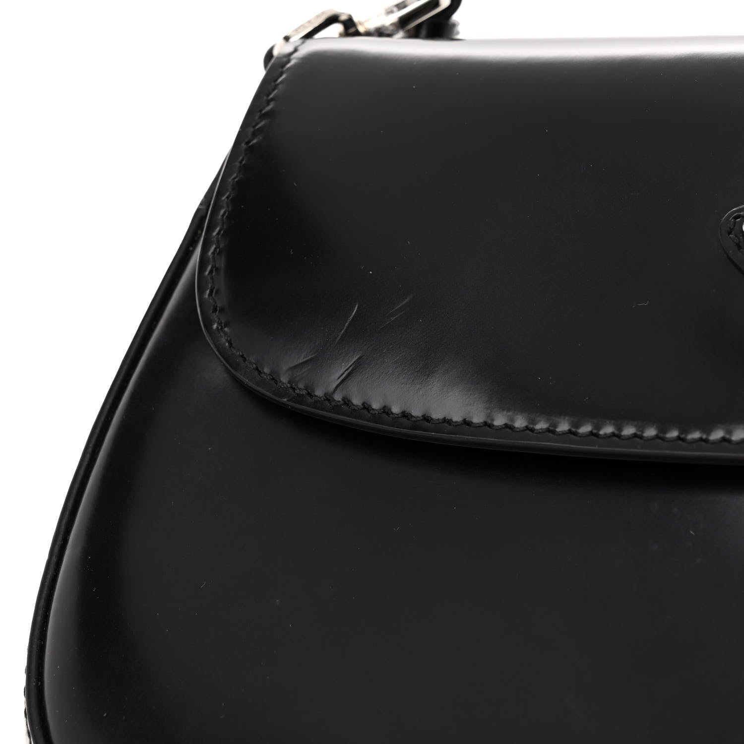 Prada Spazzolato Cleo Flap Shoulder Bag Black 11 of 11