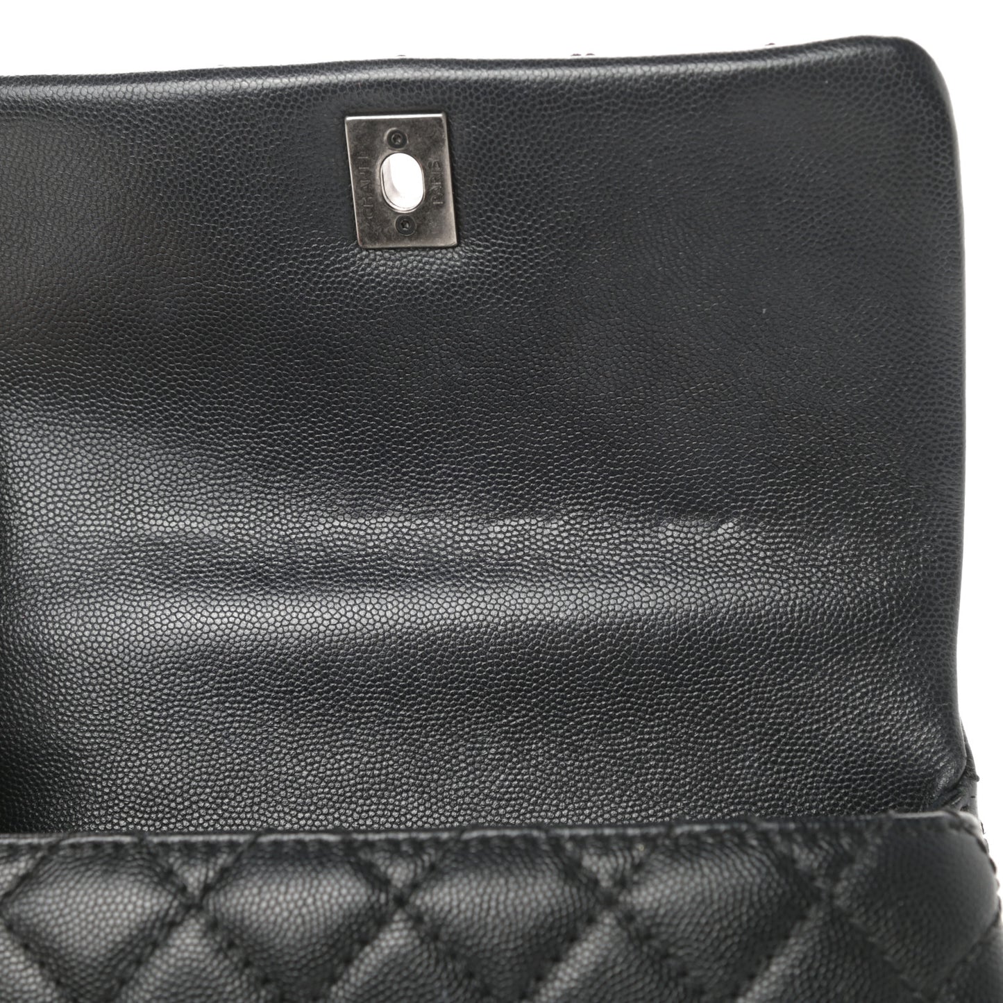 Caviar Quilted Mini Coco Handle Flap Black