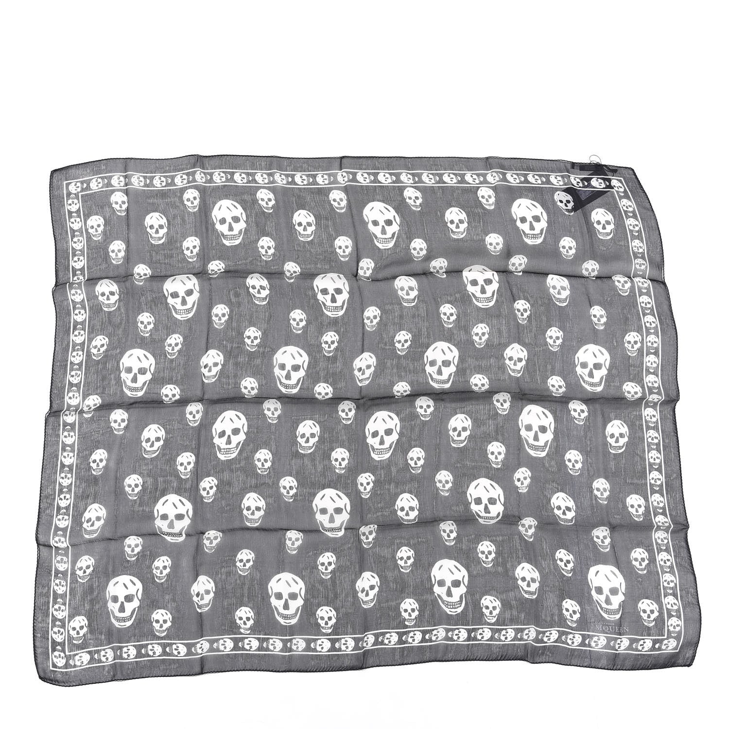 Alexander McQueen Silk Chiffon Skull Scarf Black Ivory 1 of 3