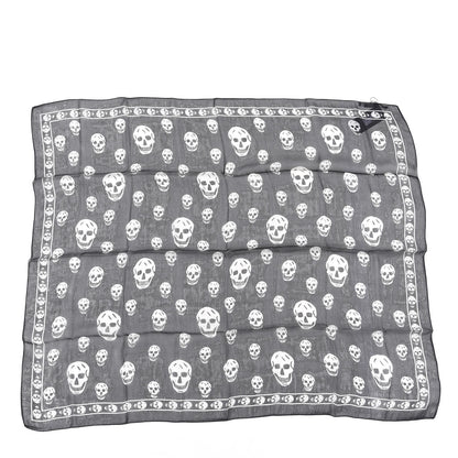 Alexander McQueen Silk Chiffon Skull Scarf Black Ivory 1 of 3