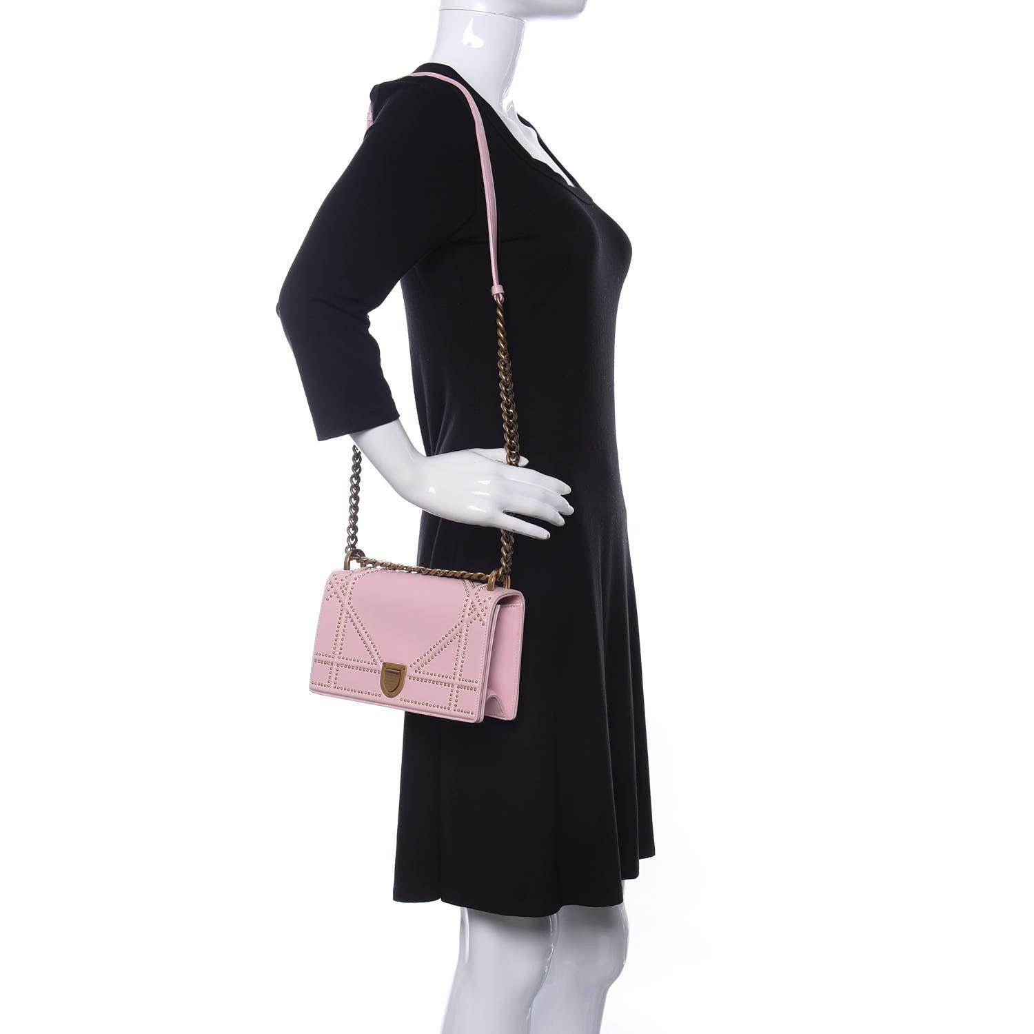 Christian Dior Lambskin Studded Small Diorama Flap Bag Baby Pink 3 of 9